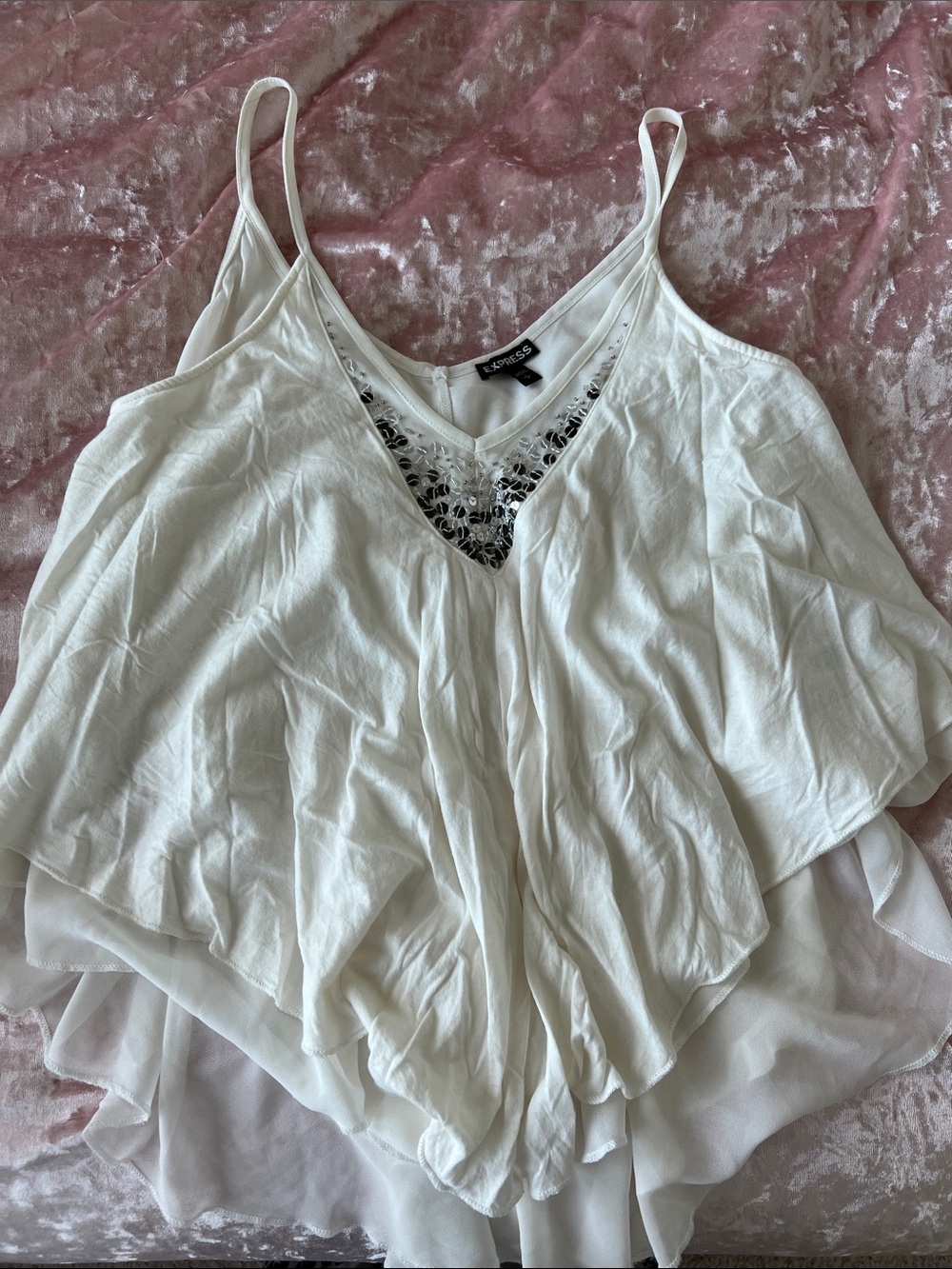 Express White Layered Lace-Trim Camisole